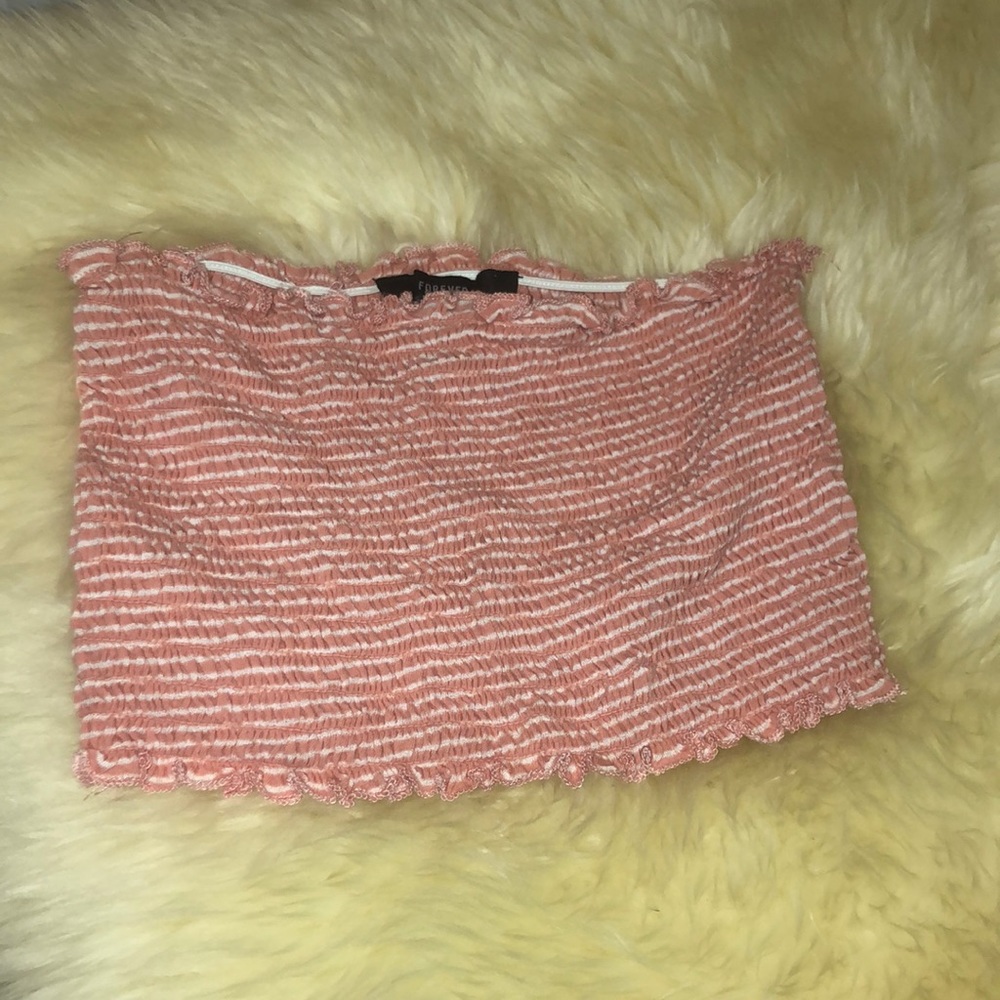 Pink striped tube top
